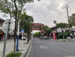城市街道旁的中式建筑景观
