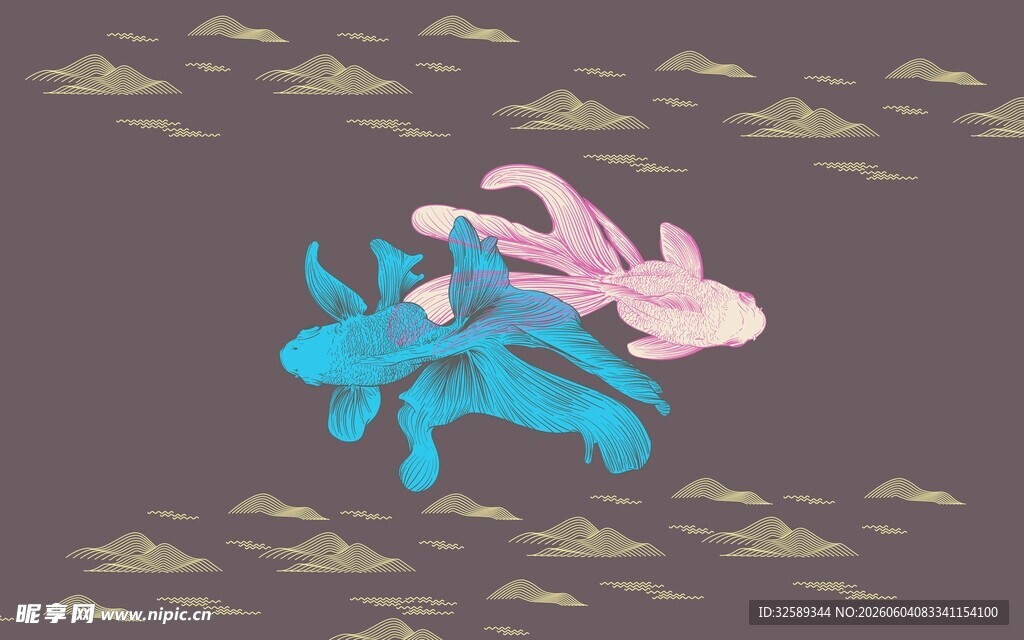 梦幻双色海星插画