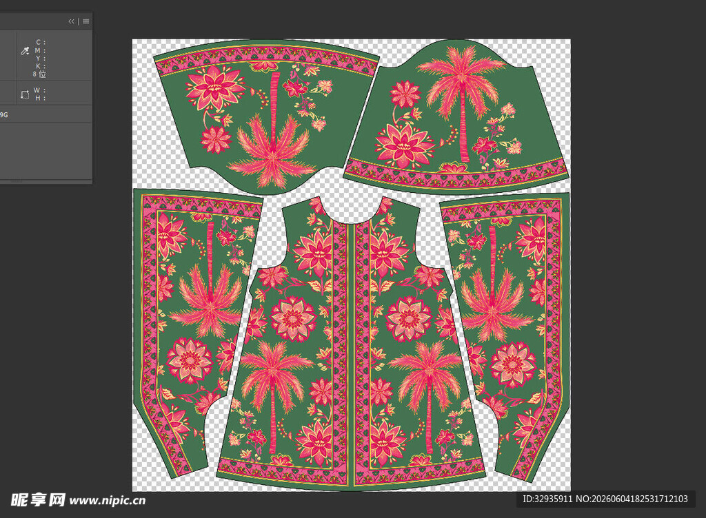 中式花卉图案传统服饰设计