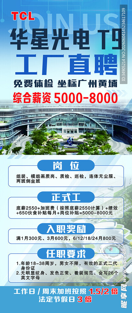 华耀光电工厂直招海报