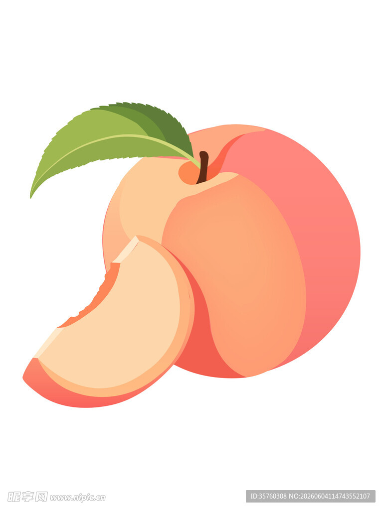 鲜桃插画诱人甜蜜果实