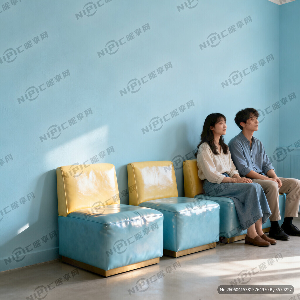 两人坐沙发凳 皮质