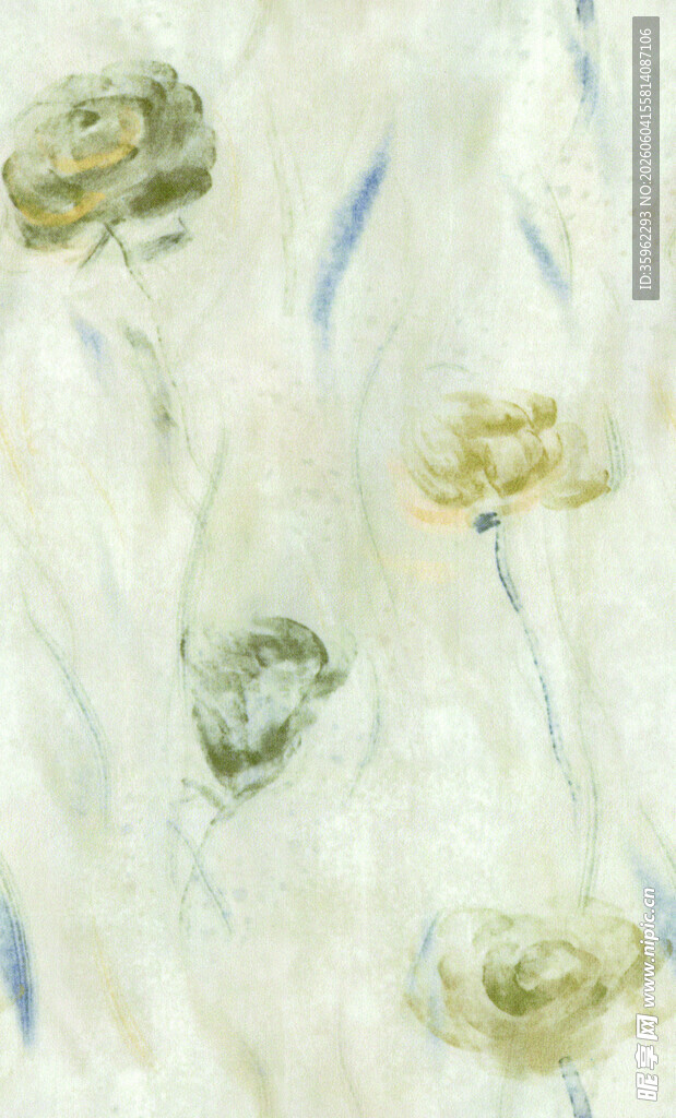 淡雅花卉抽象艺术画作