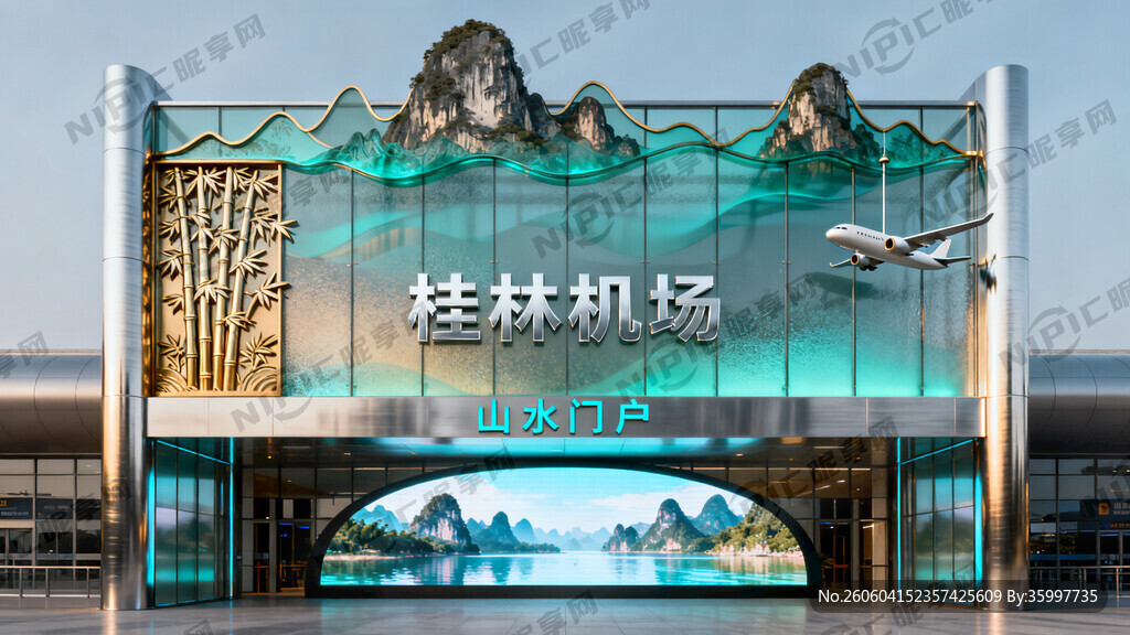 桂林山水创意结合机场生成门头