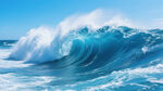 汹涌澎湃的蓝色大海波浪