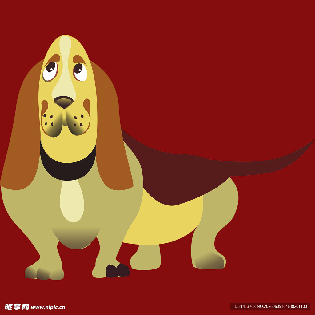 可爱卡通巴吉度猎犬