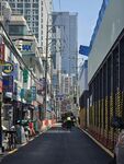 城市街道两旁的商业景象