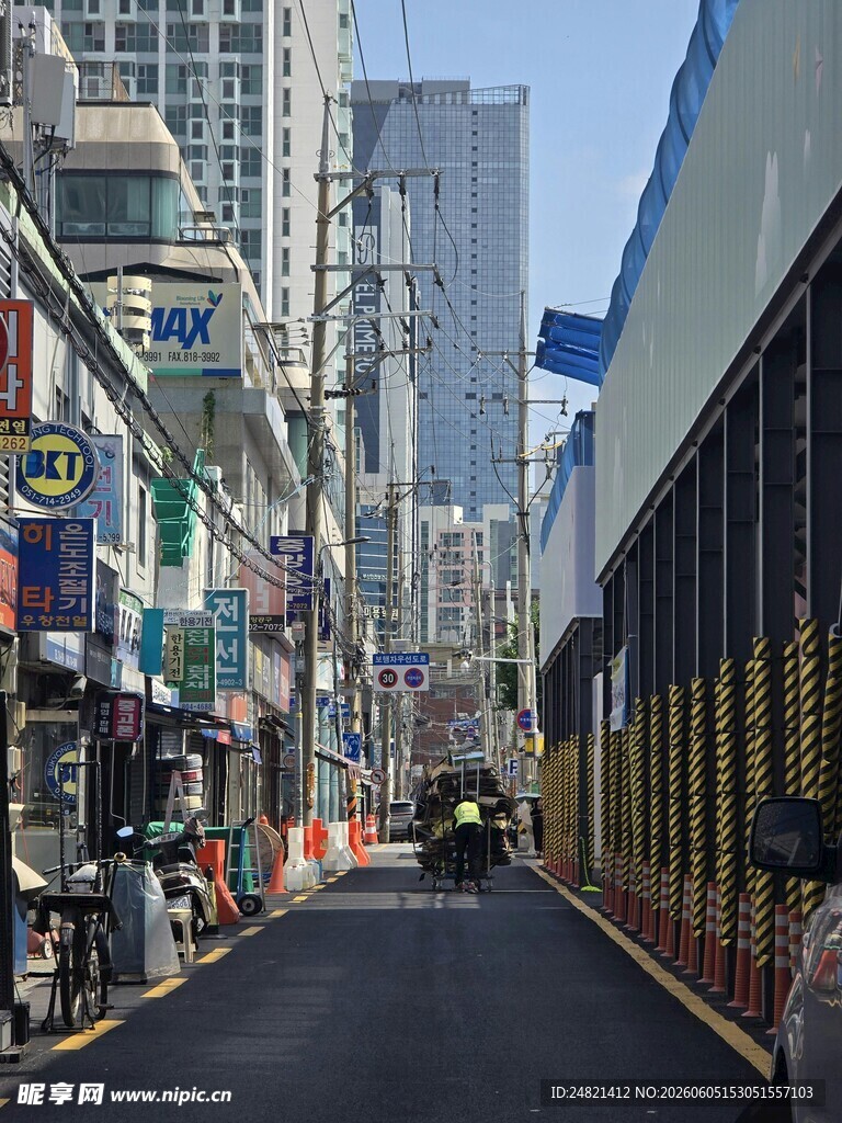 城市街道两旁的商业景象