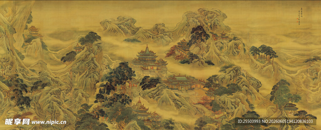 古代山水画卷景