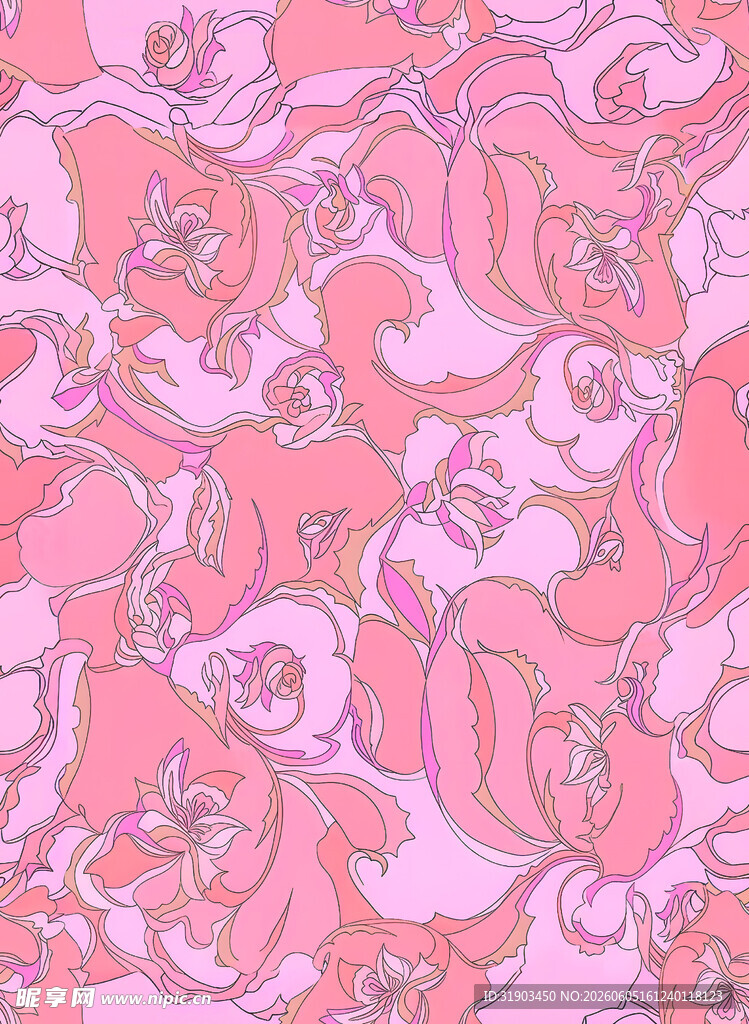 粉色梦幻花卉图案纹理