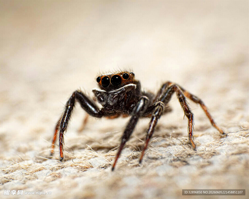 微距下的跳跃小蜘蛛