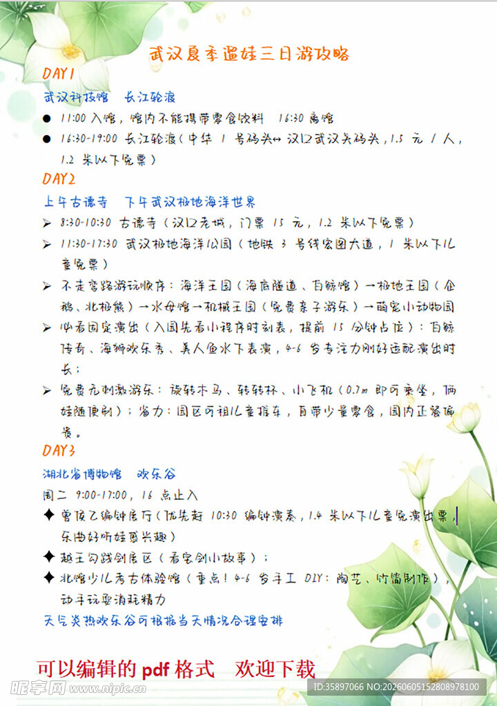 旅游攻略模版