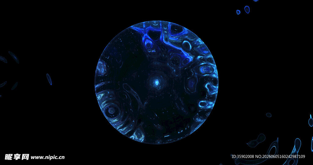蓝色发光球体科幻景象
