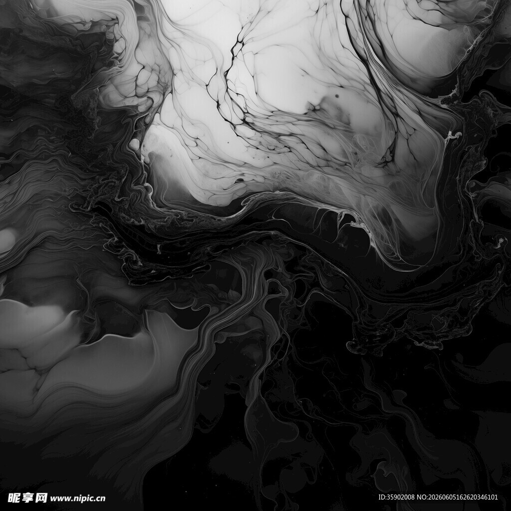 水墨抽象纹理灵动黑白世界