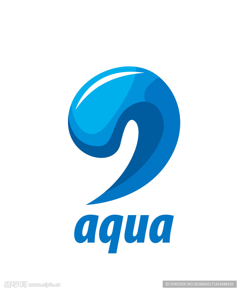 蓝色水波aqua标志设计