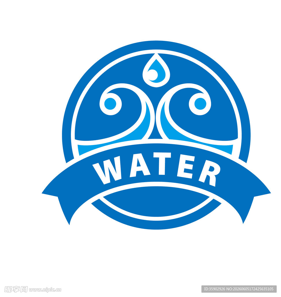 蓝色水滴水主题标志设计
