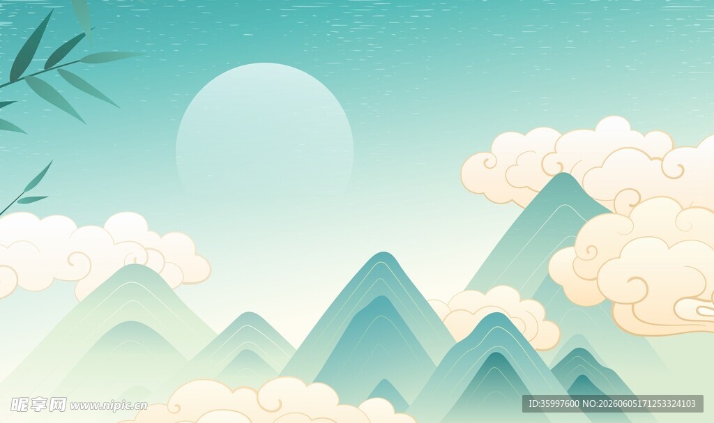 国风山水背景