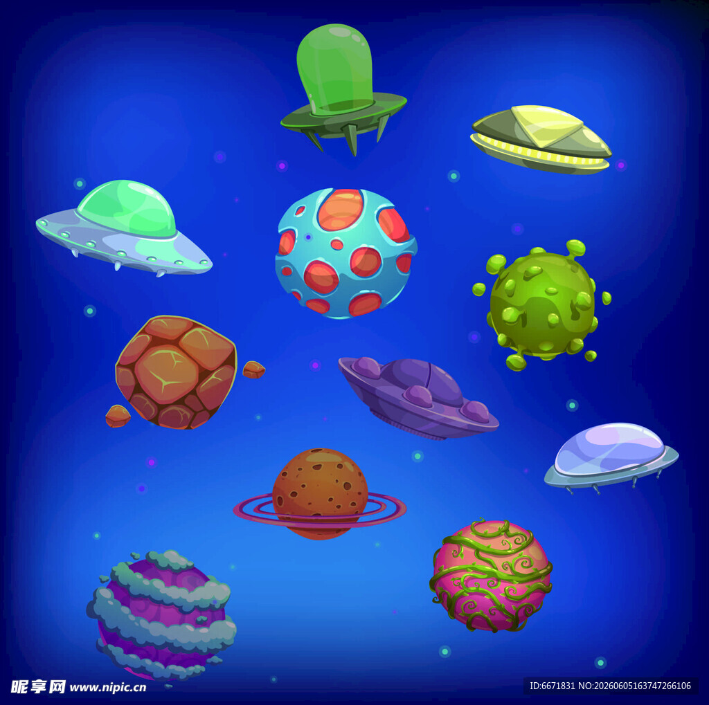 梦幻宇宙星球与飞碟元素