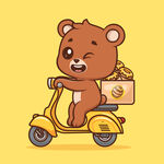 小熊骑电车送礼物