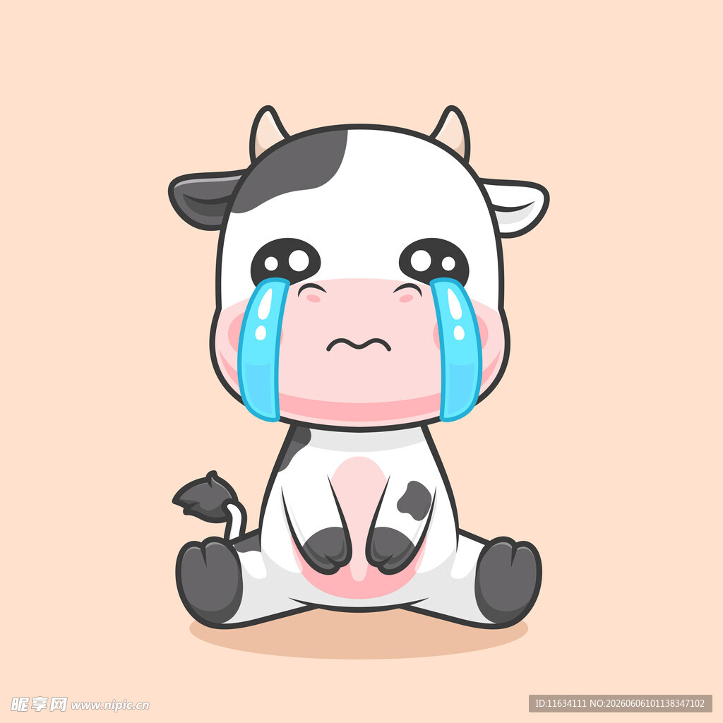 哭泣的卡通小牛