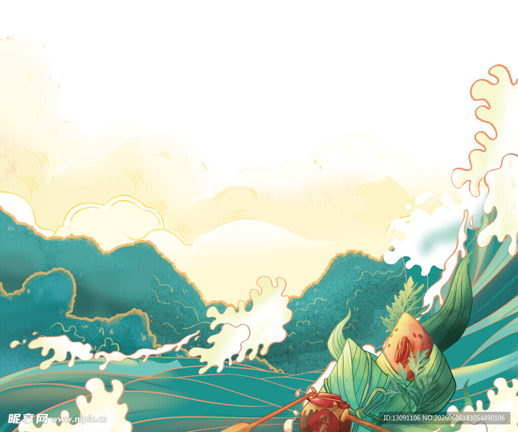 海浪拍山的梦幻自然景象