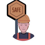 工人举安全牌示意