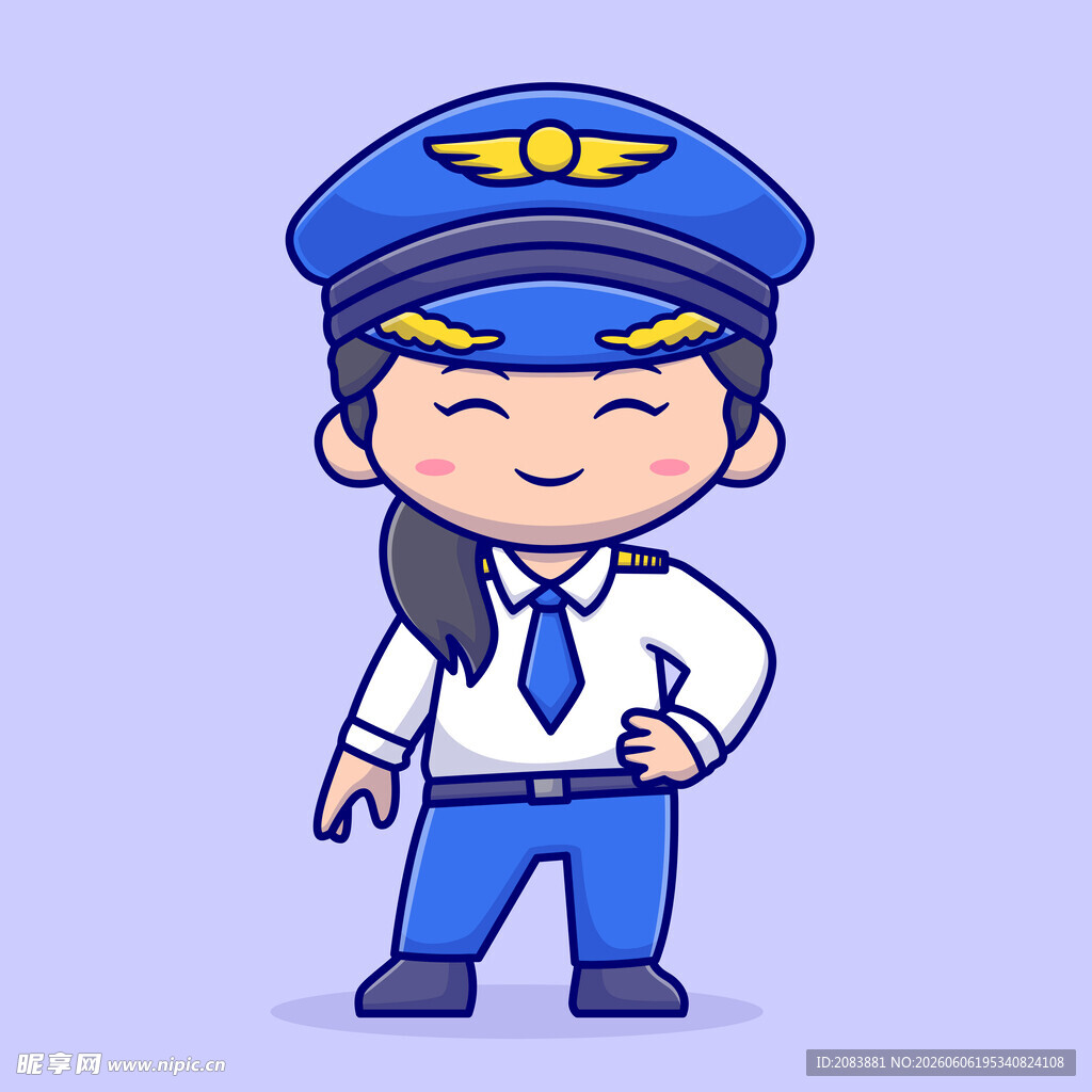 可爱女飞行员卡通形象