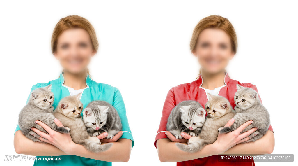 抱可爱猫咪的女人