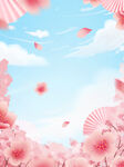 浪漫粉色樱花天空场景