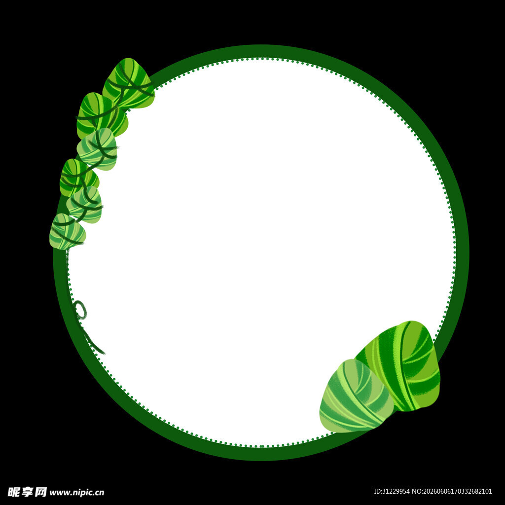 圆形绿植边框装饰图案
