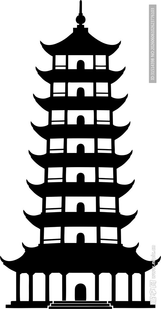 绳金塔矢量剪影