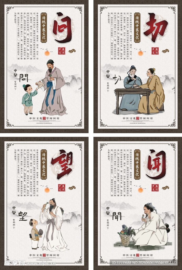 传统中医望闻问切中医文化海报