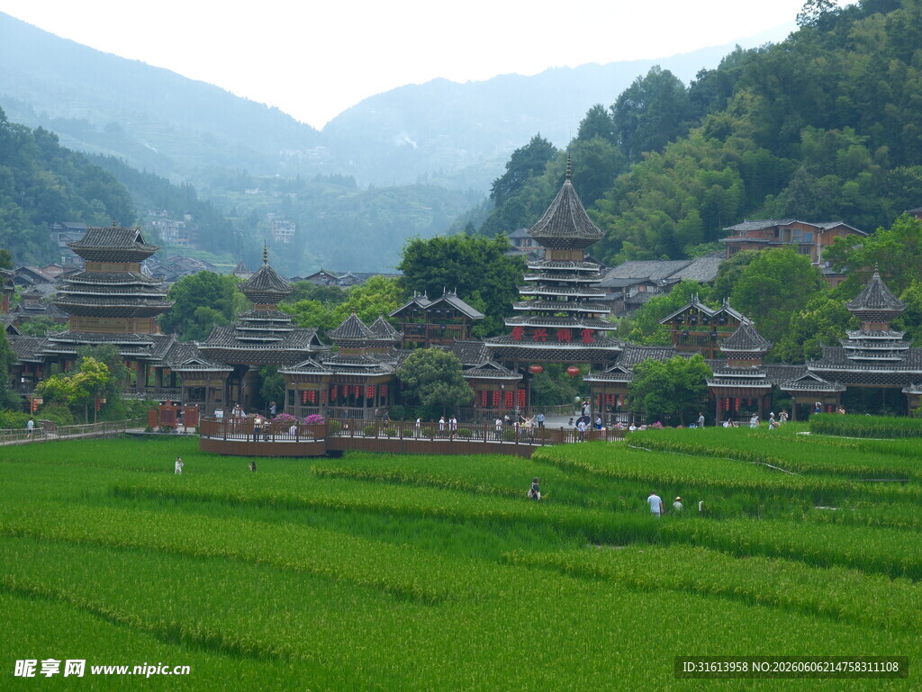 苗寨田园风光美景 肇兴侗寨