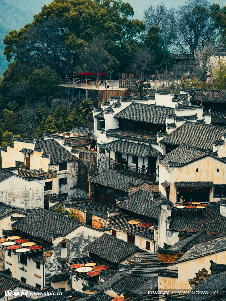 徽派古村落建筑群俯瞰