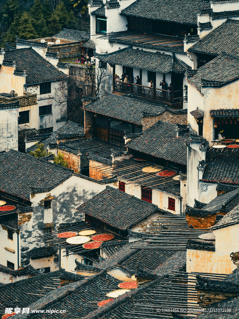 徽派古村落屋顶景观