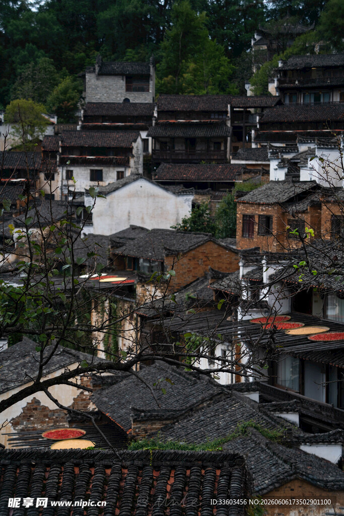 古村落建筑群俯瞰景象