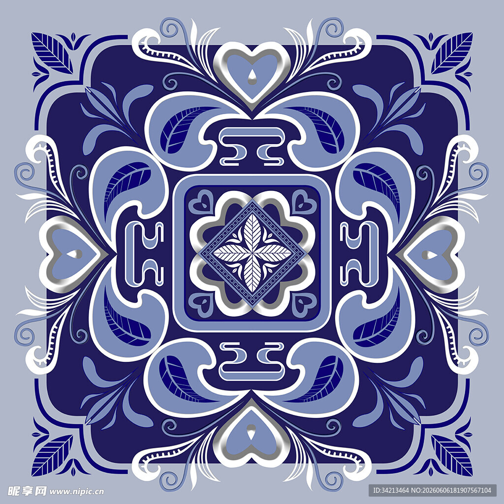 蓝白几何花纹精美图案