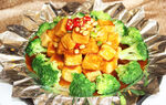 锡纸包裹的美味豆腐西兰花