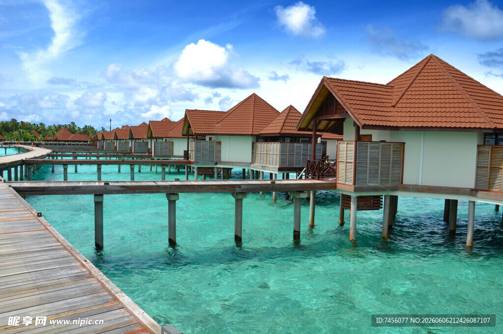 水上度假屋碧海蓝天美景