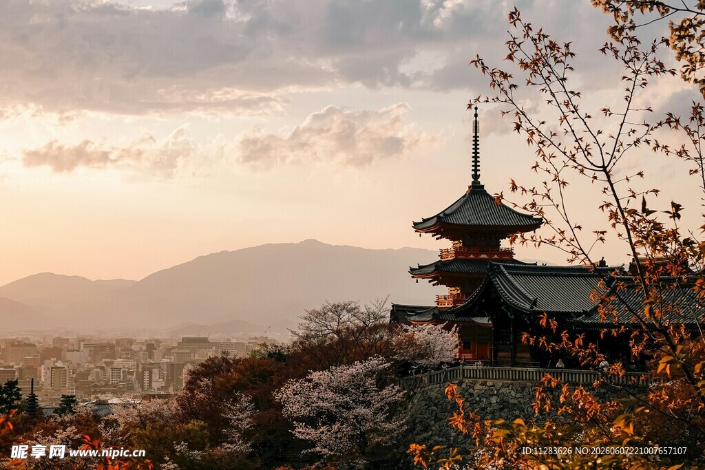 日式古建映于