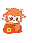 小羊抱金袋 财气满满