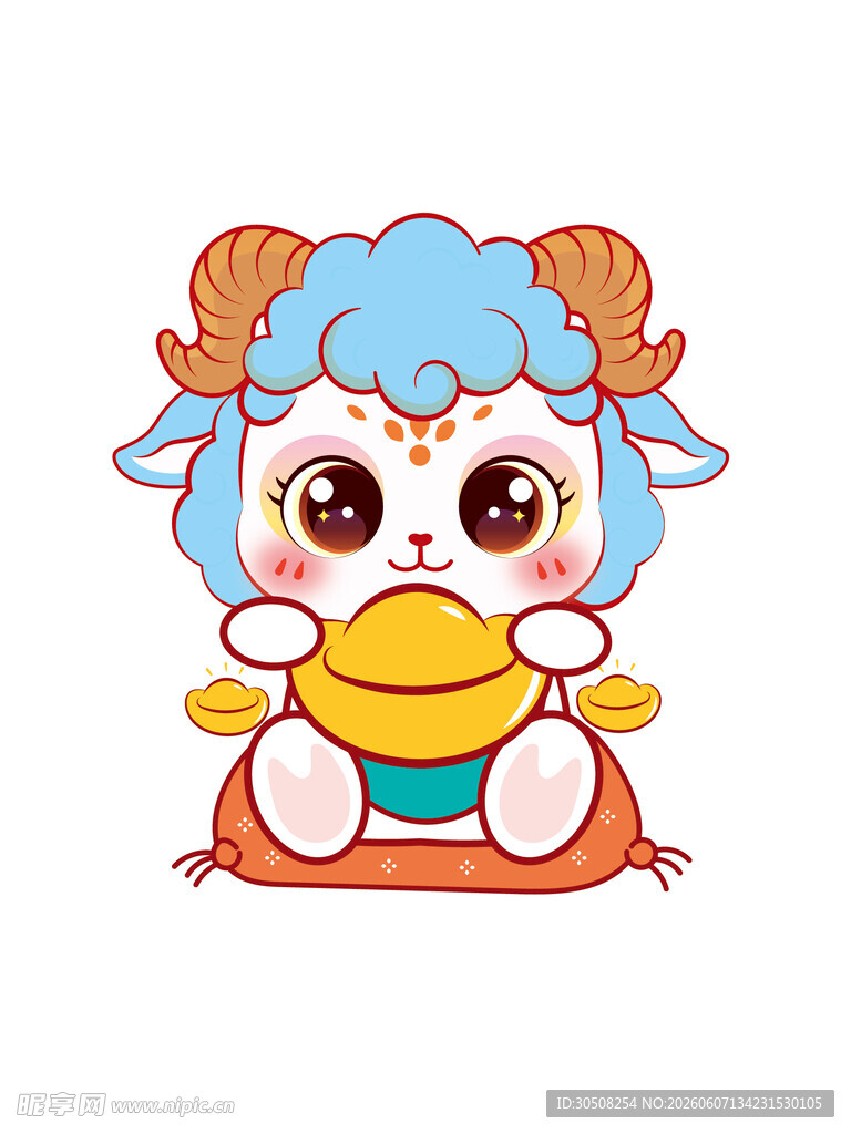 可爱小羊持福袋围金币