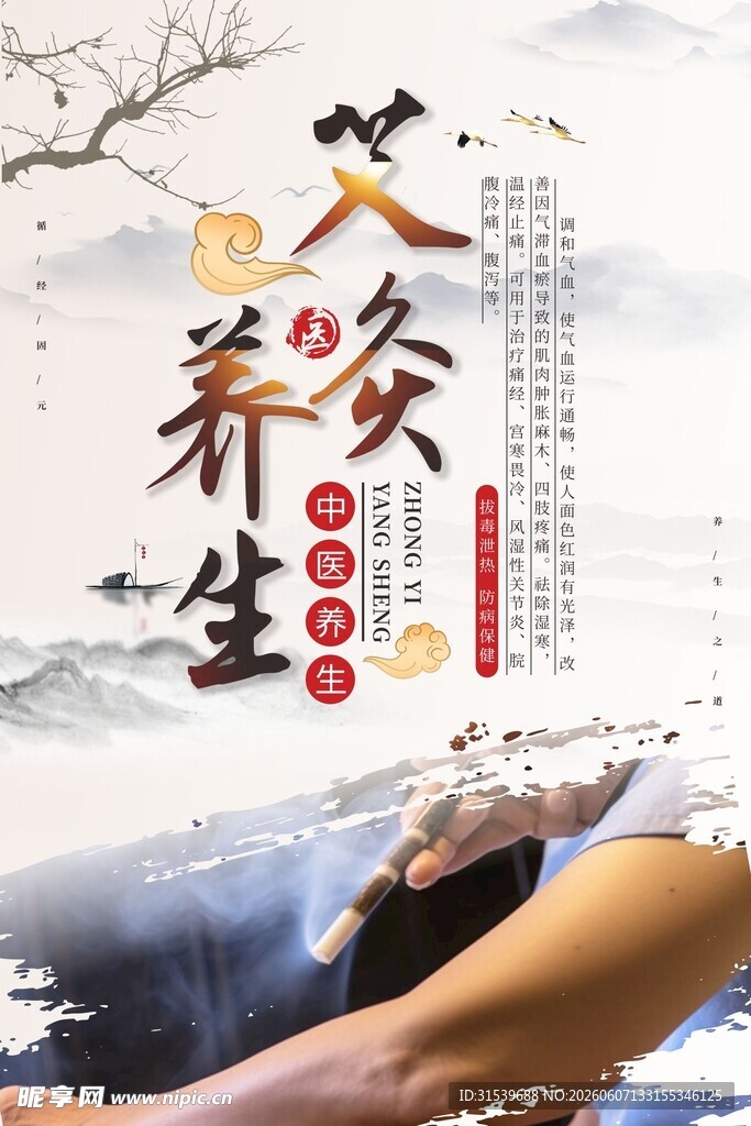 中国风中医养生中医艾灸养生海报