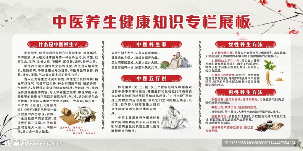 中医养生知识宣传栏展板海报