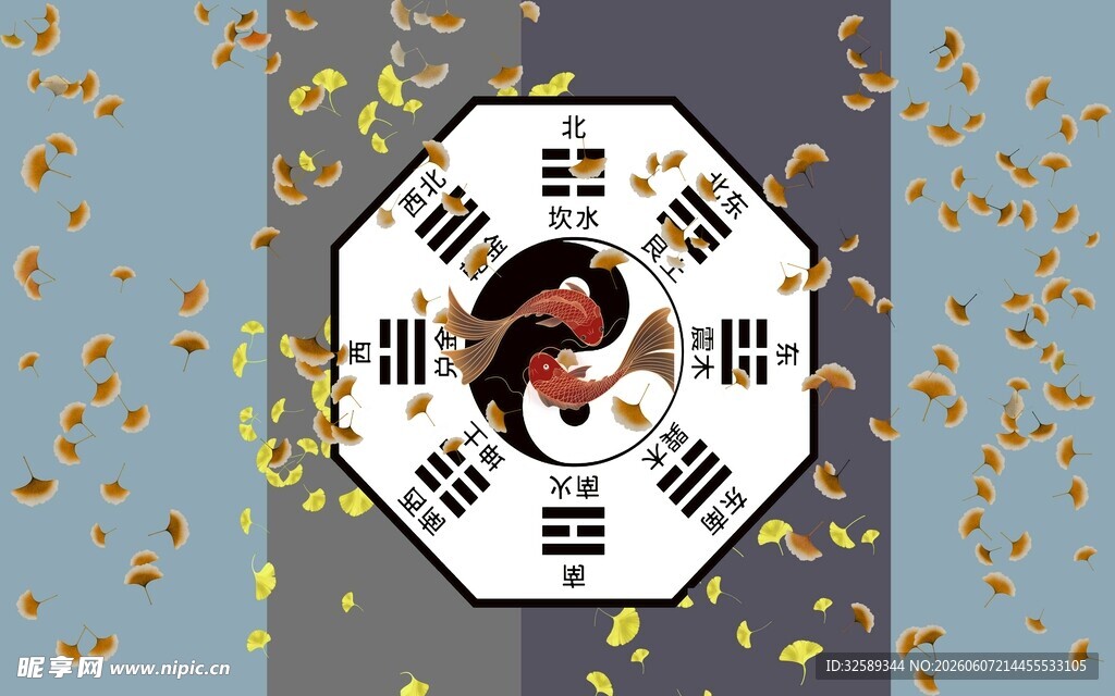 太极八卦图与纷飞金箔