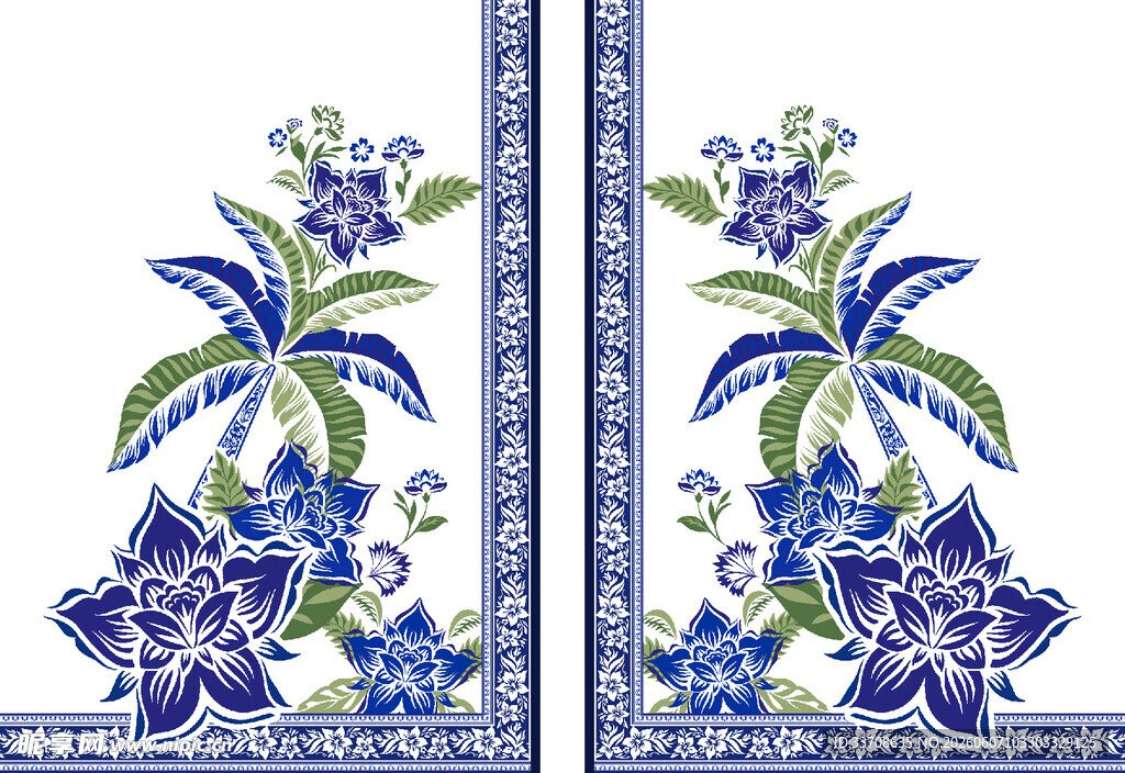 蓝花图案装饰画