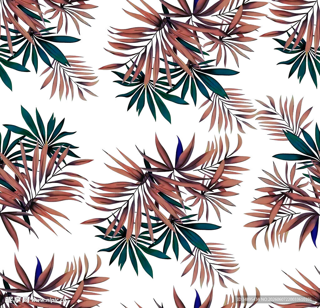 热带植物花卉无缝图案