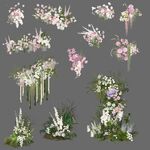 白粉色花艺婚礼花卉装饰素材效果