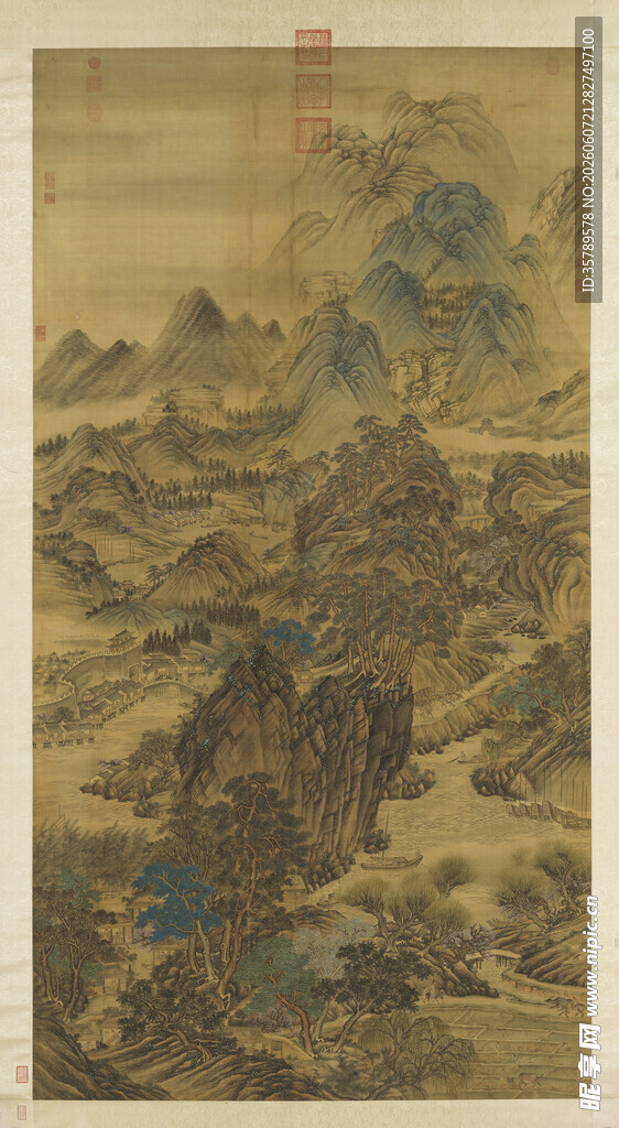 江山春霭图 清 高其佩