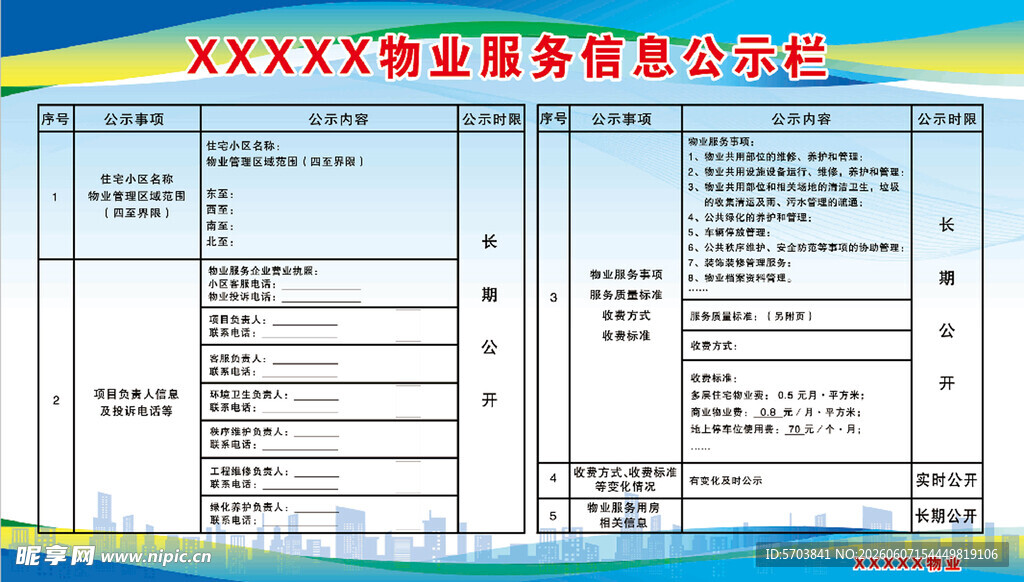 物业信息公示栏